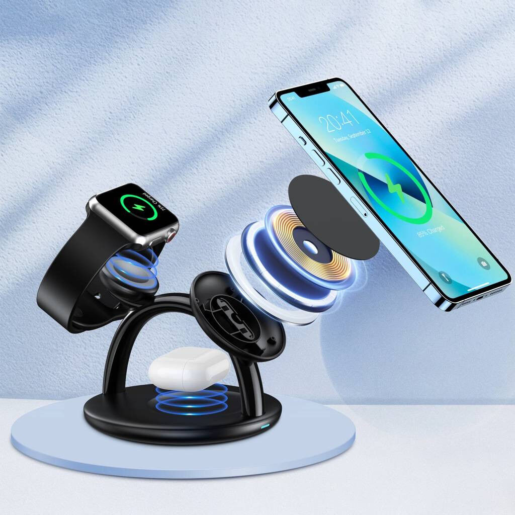 Choetech 3-in-1 Draadloze Oplaadstation iPhone/AirPods/Watch Zwart afbeelding 5