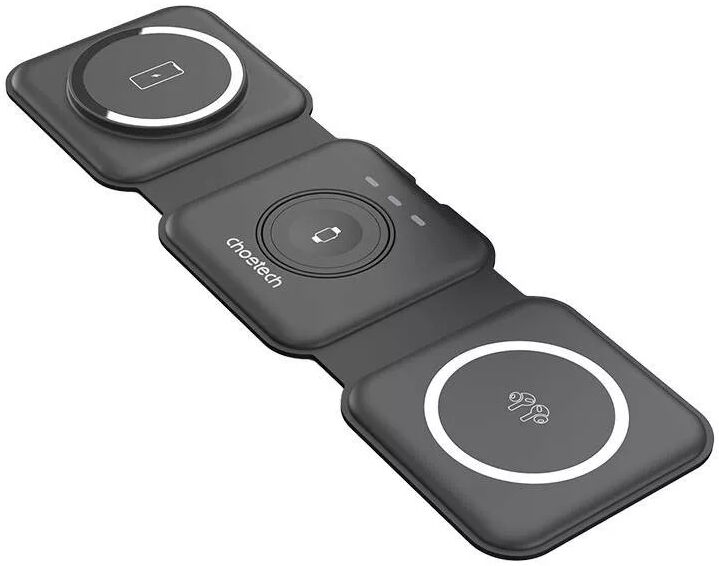 Choetech 3-in-1 Opvouwbare Draadloze Lader iPhone/AirPods/Watch Zwart afbeelding 1