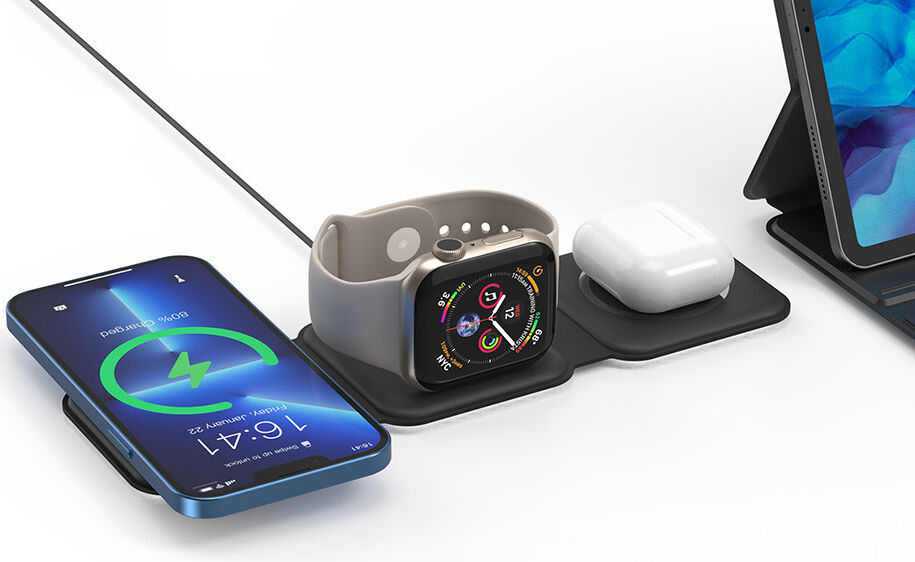 Choetech 3-in-1 Opvouwbare Draadloze Lader iPhone/AirPods/Watch Zwart afbeelding 4