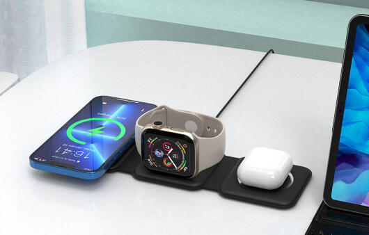 Choetech 3-in-1 Opvouwbare Draadloze Lader iPhone/AirPods/Watch Zwart afbeelding 3