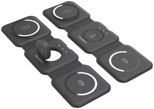 Choetech 3-in-1 Opvouwbare Draadloze Lader iPhone/AirPods/Watch Zwart afbeelding 9