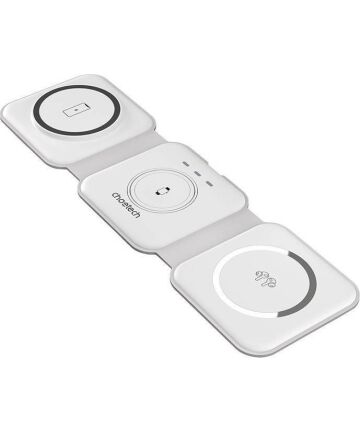 Choetech 3-in-1 Opvouwbare Draadloze Lader iPhone/AirPods/Watch Wit Opladers