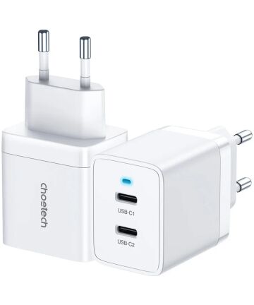 Choetech Power Delivery Oplader met 2 USB-C Poorten 40W Wit Opladers