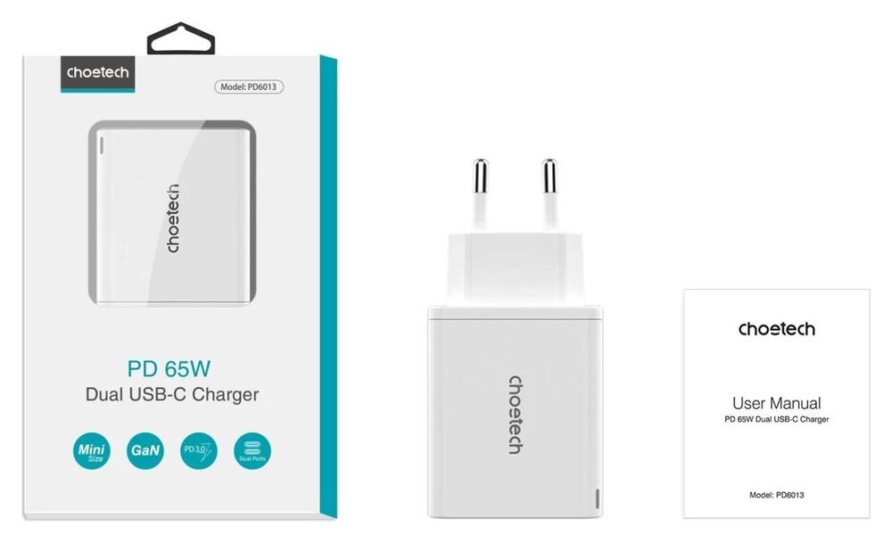 Choetech 65W GaN Snellader Adapter Telefoon/Tablet/Laptop/MacBook afbeelding 7