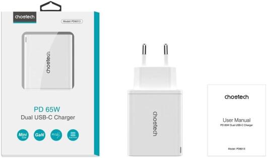 Choetech 65W GaN Snellader Adapter Telefoon/Tablet/Laptop/MacBook afbeelding 7