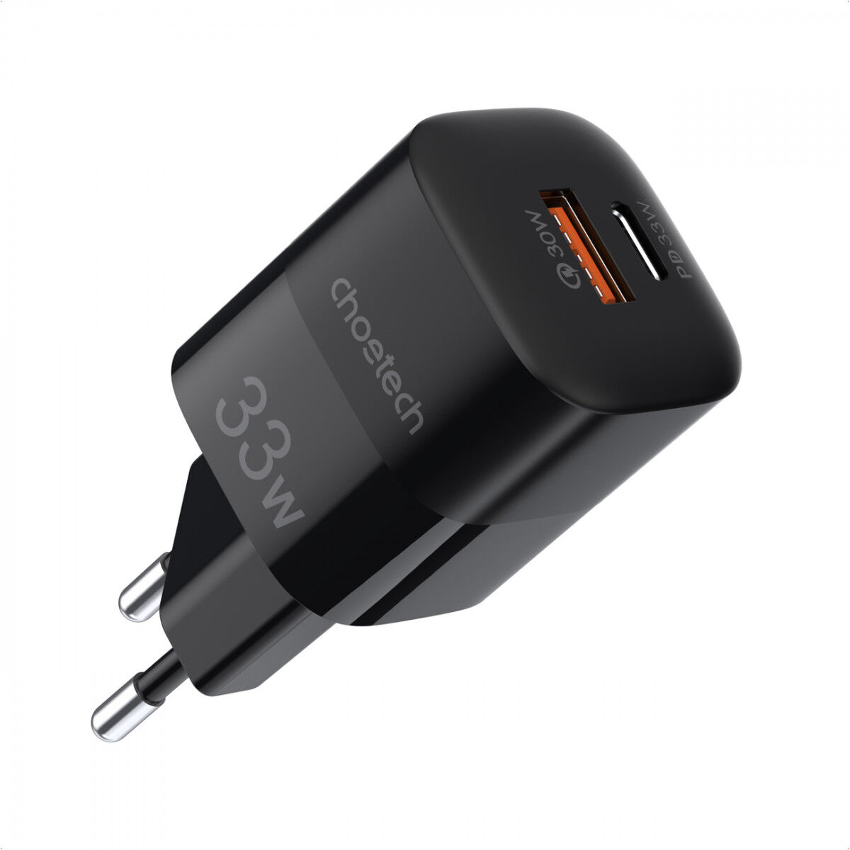 Choetech 33W USB / USB-C Snellader Power Delivery GaN Adapter Zwart afbeelding 1