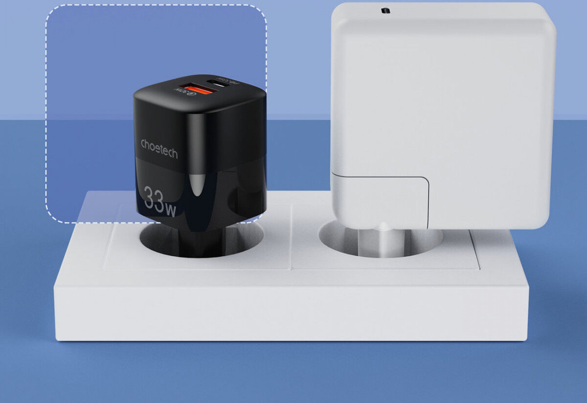 Choetech 33W USB / USB-C Snellader Power Delivery GaN Adapter Zwart afbeelding 6