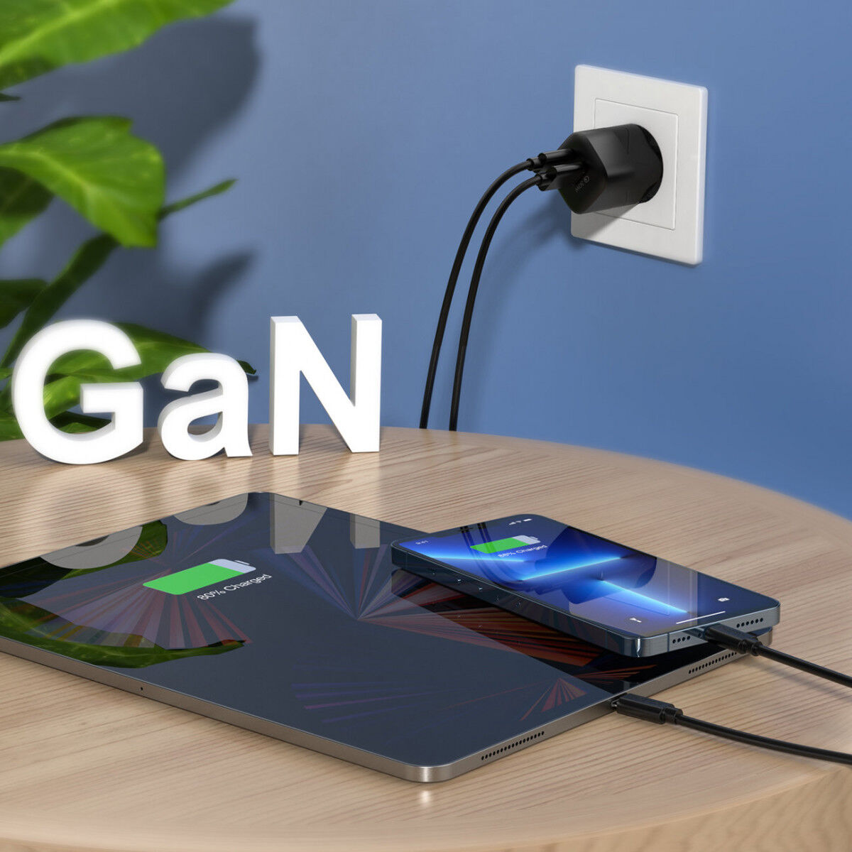 Choetech 33W USB / USB-C Snellader Power Delivery GaN Adapter Zwart afbeelding 7