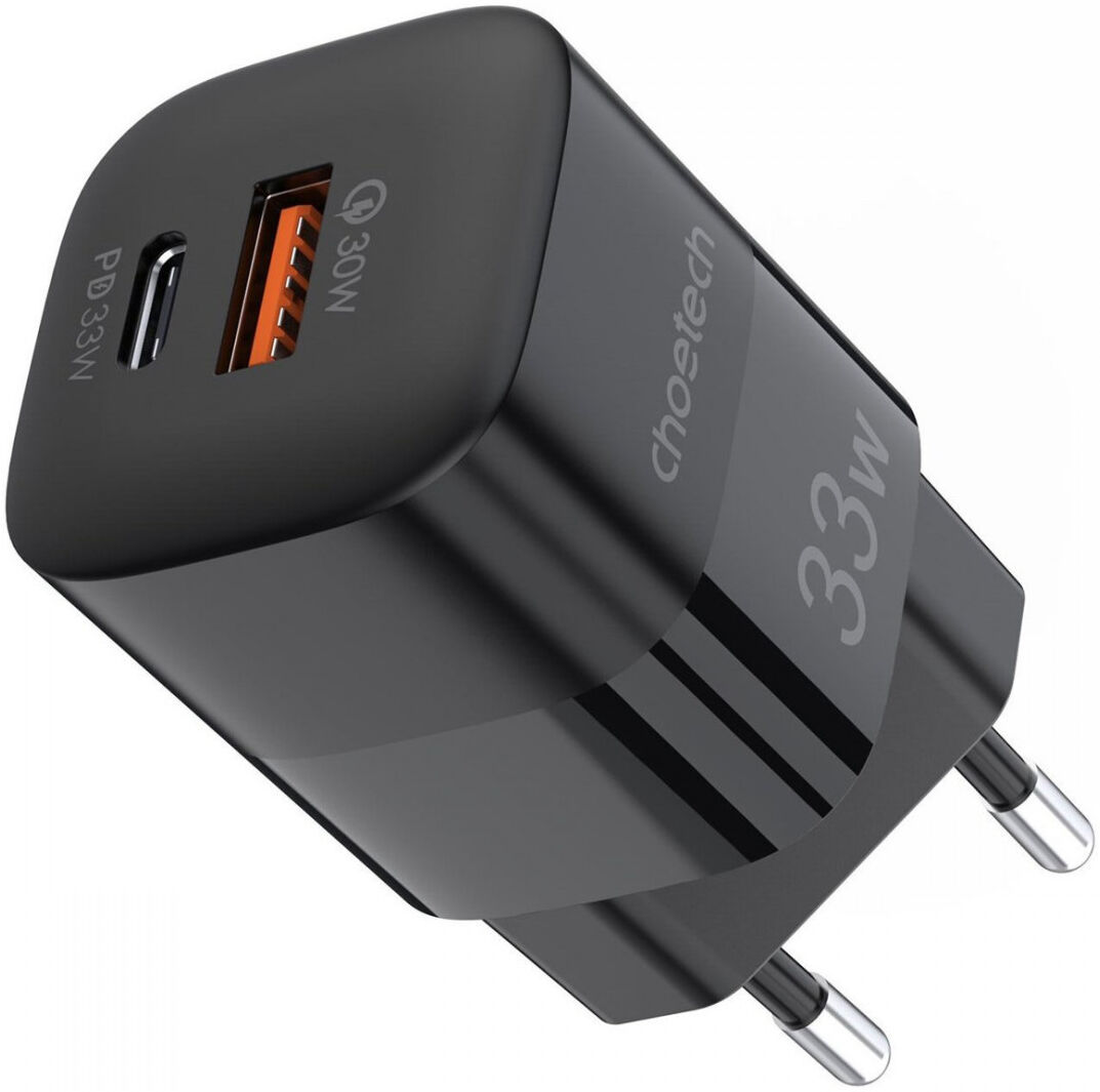 Choetech 33W USB / USB-C Snellader Power Delivery GaN Adapter Zwart afbeelding 9