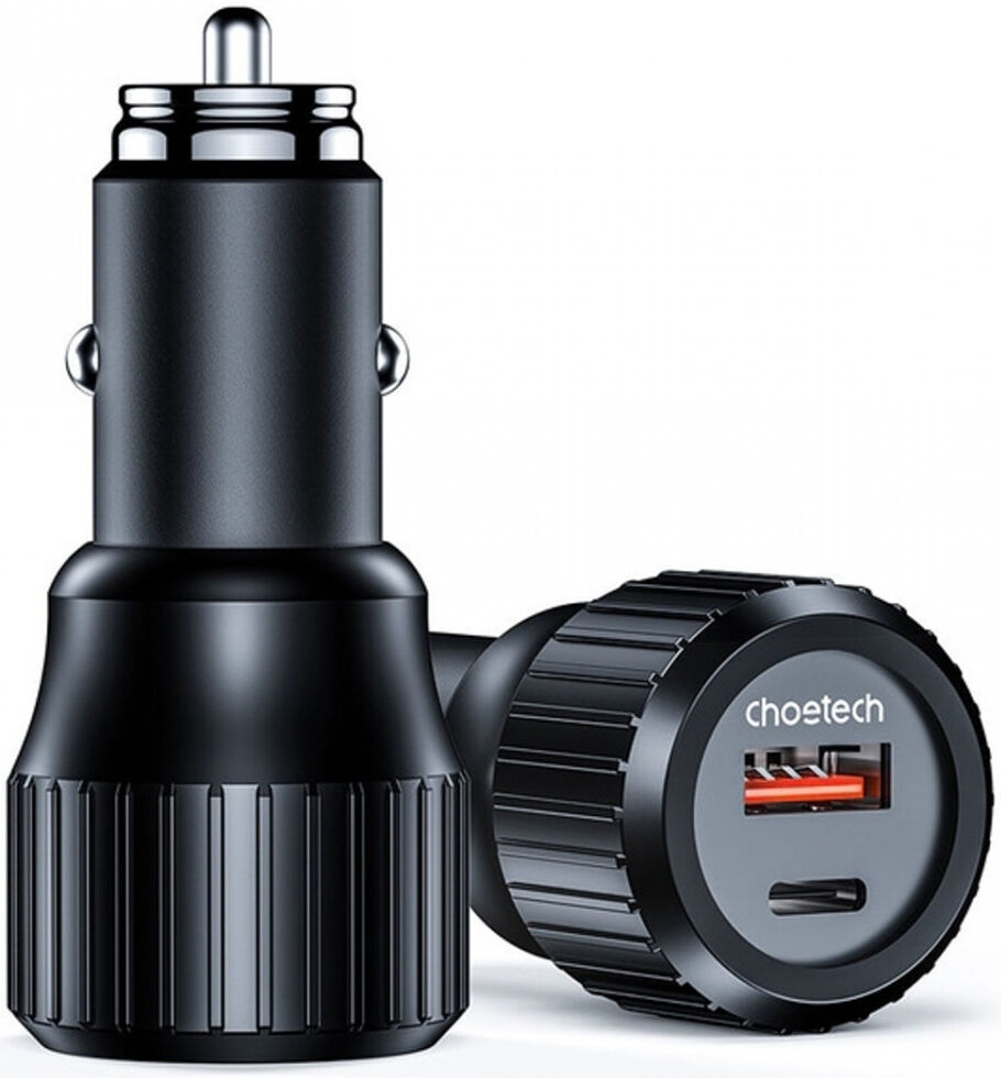 Choetech 63W Duo Fast Charge Autolader USB en USB-C Zwart afbeelding 1
