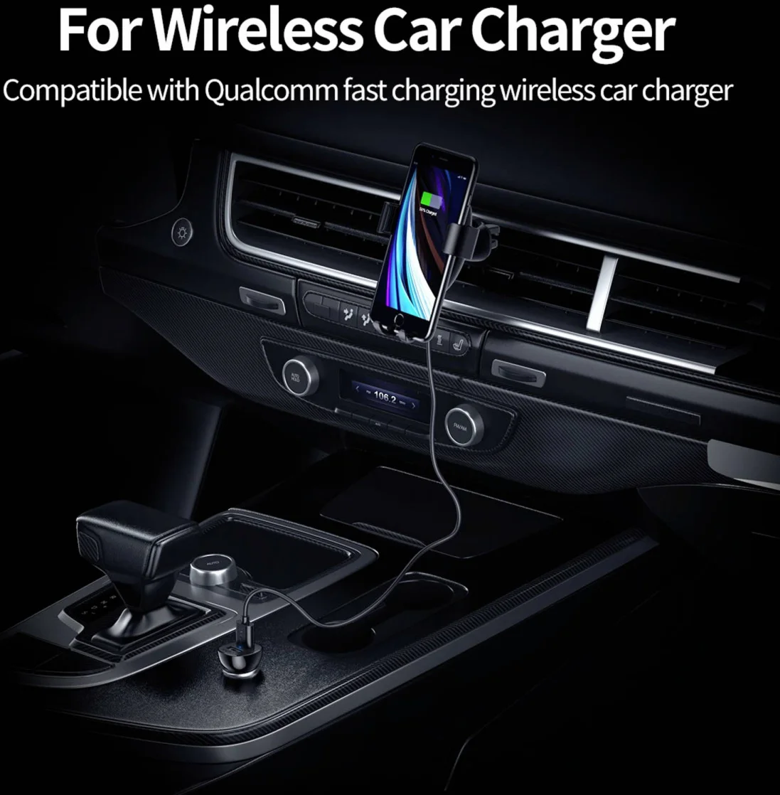 Choetech Auto Lader Quick Charge 3.0 Dual USB-A 36W met USB-C Kabel afbeelding 4