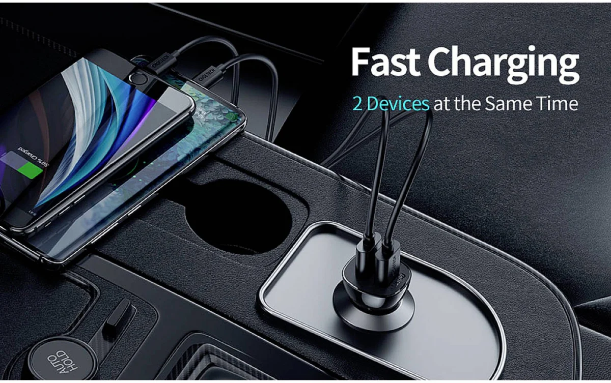 Choetech Auto Lader Quick Charge 3.0 Dual USB-A 36W met USB-C Kabel afbeelding 5