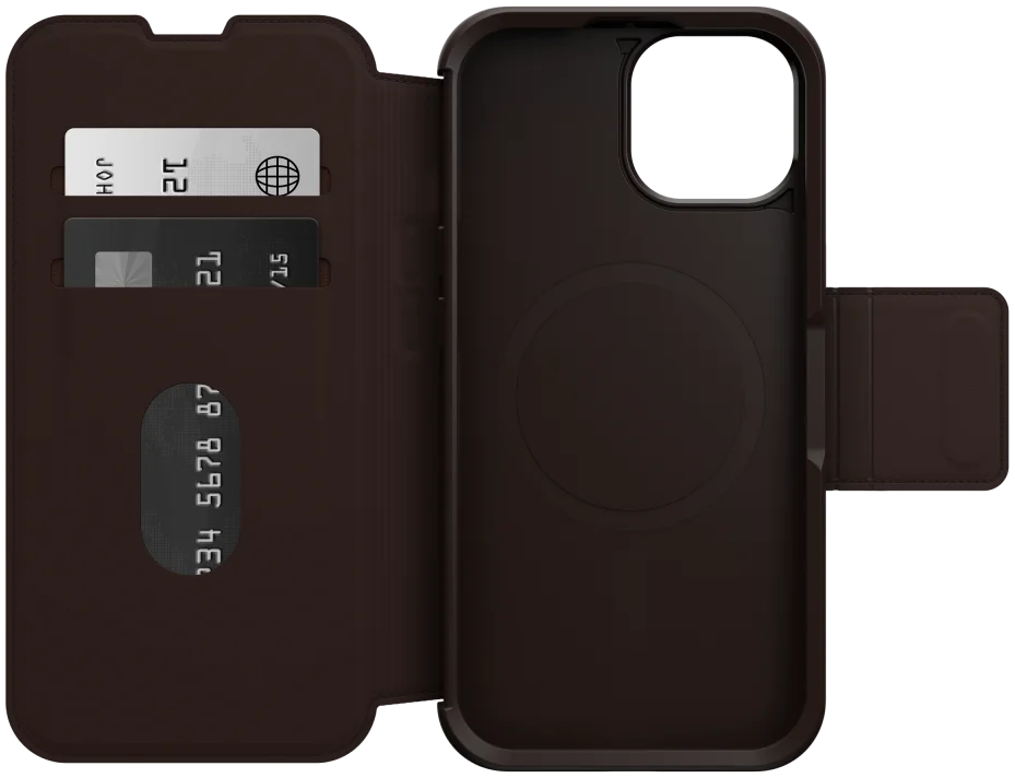 OtterBox Strada iPhone 15 Hoesje MagSafe Book Case Echt Leer Bruin afbeelding 8