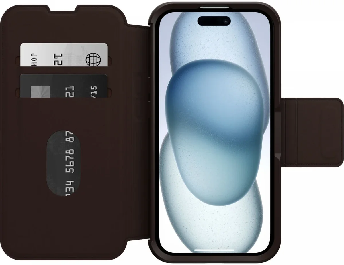 OtterBox Strada iPhone 15 Hoesje MagSafe Book Case Echt Leer Bruin afbeelding 2