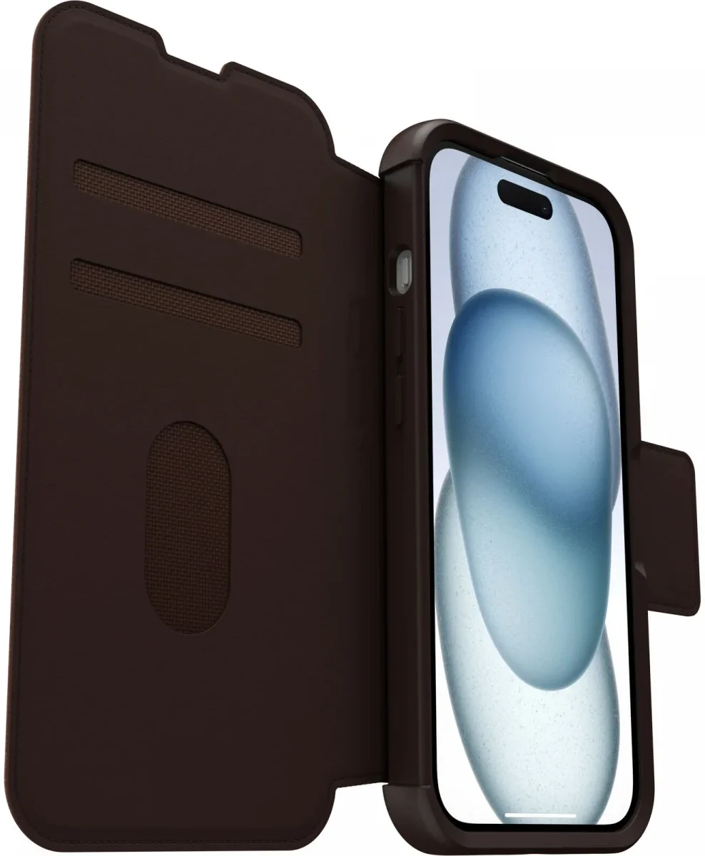 OtterBox Strada iPhone 15 Hoesje MagSafe Book Case Echt Leer Bruin afbeelding 3