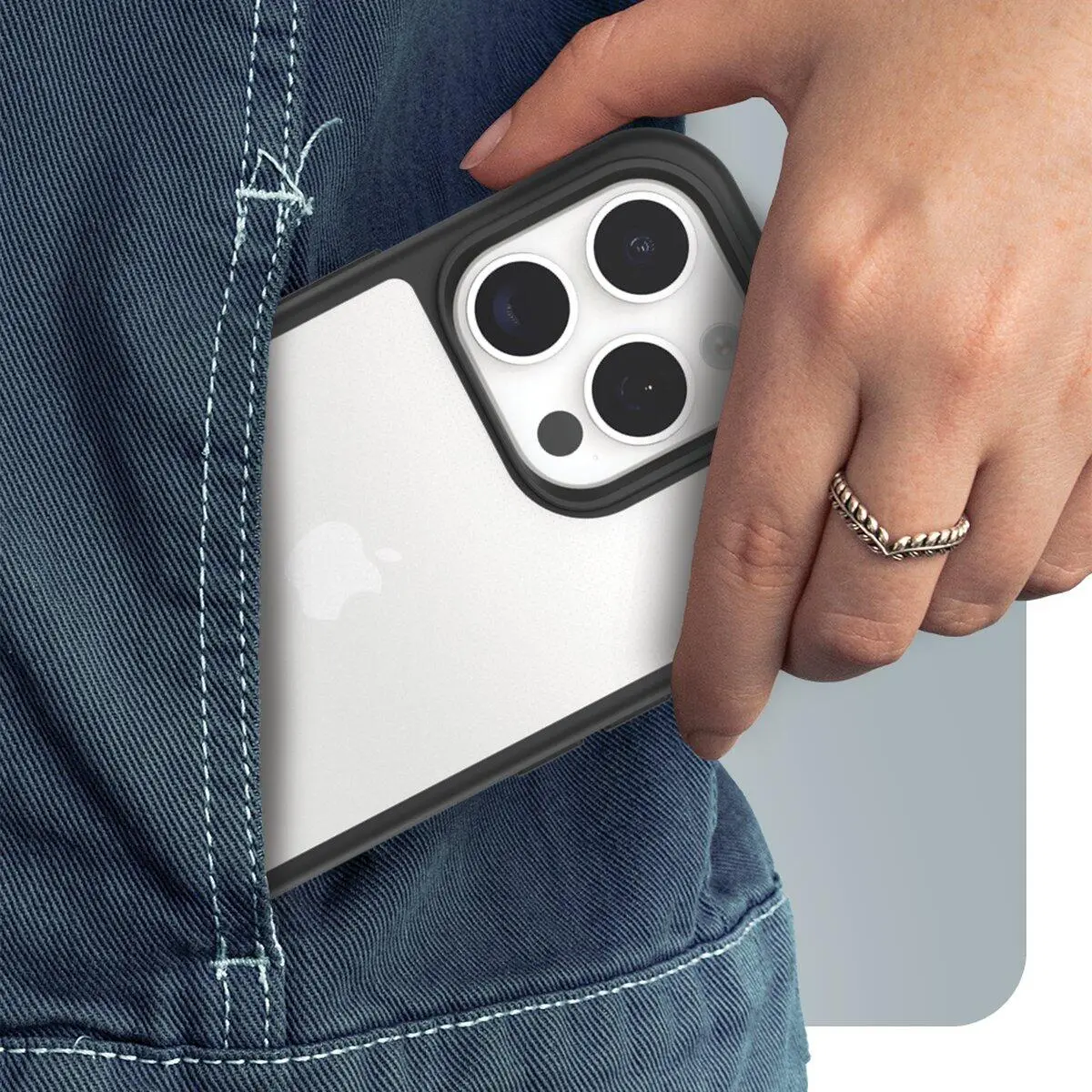 OtterBox React Apple iPhone 15 Pro Hoesje Transparant Zwart afbeelding 7