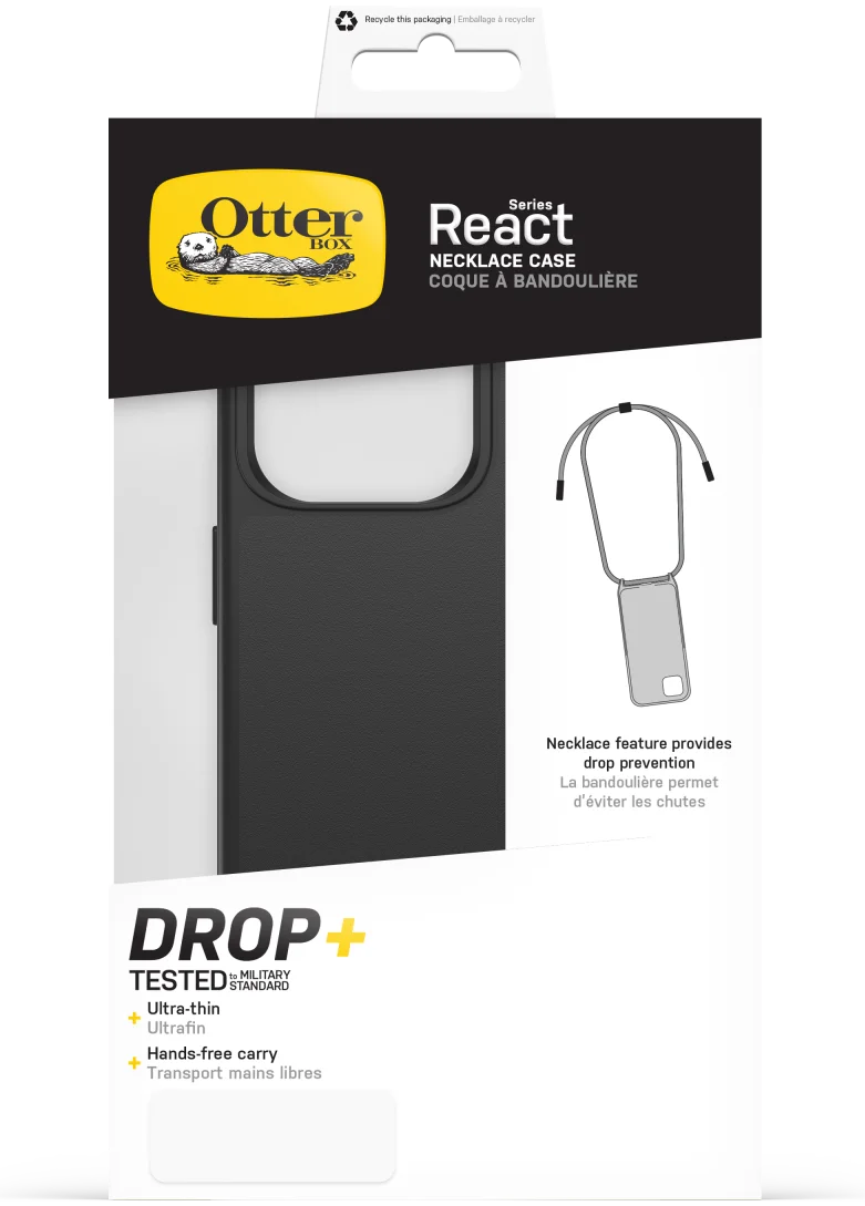 OtterBox React Necklace MagSafe iPhone 15 Pro Hoesje Koord Zwart afbeelding 11