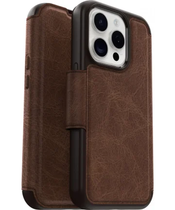 OtterBox Strada iPhone 15 Pro Hoesje MagSafe Book Case Echt Leer Bruin Hoesjes