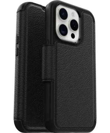 OtterBox Strada iPhone 15 Pro Hoesje MagSafe Book Case Echt Leer Zwart Hoesjes