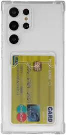 Samsung Galaxy S22 Ultra Hoesje Dun TPU met Pasjeshouder Transparant afbeelding