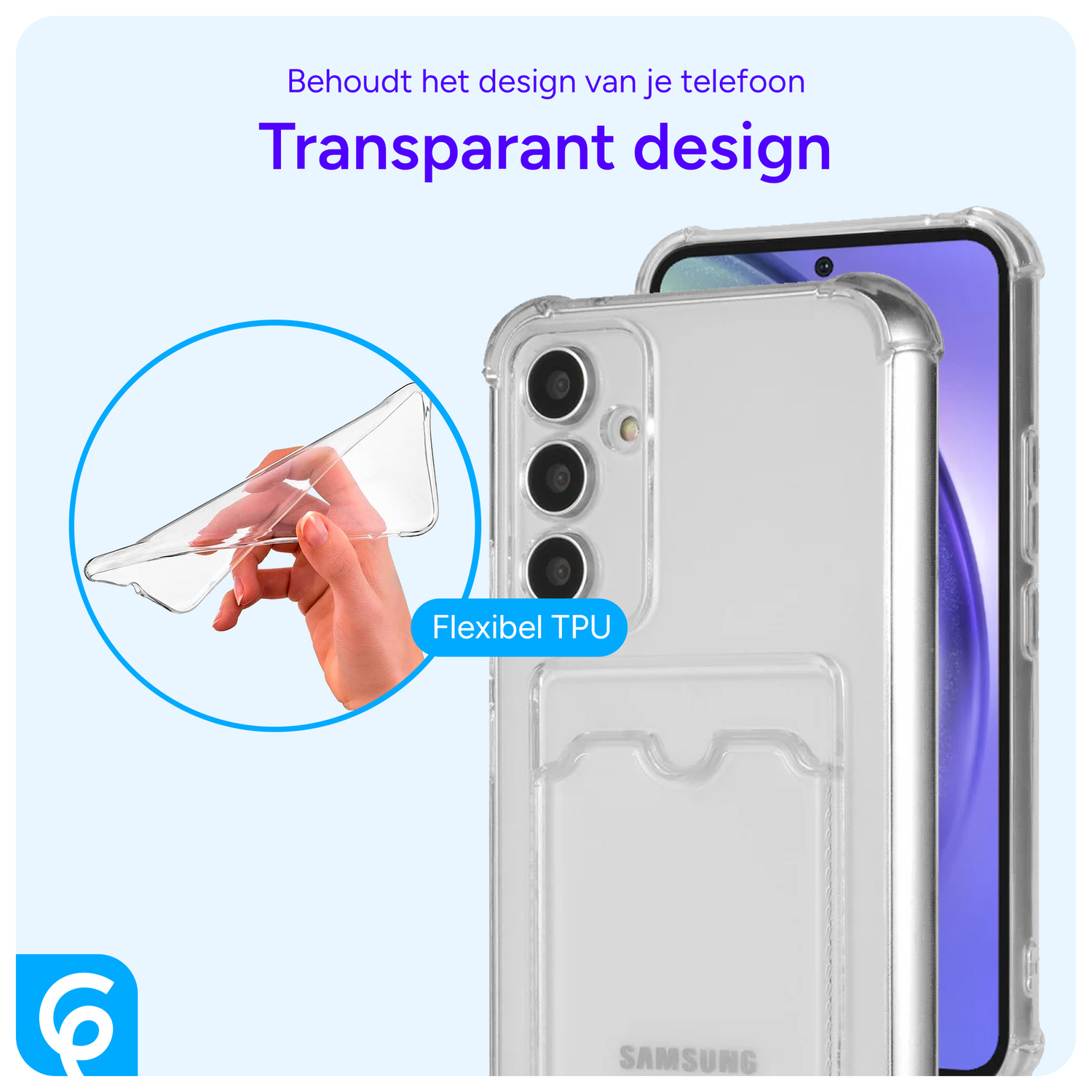 Samsung Galaxy A54 Hoesje Dun TPU met Pasjeshouder Transparant afbeelding 2