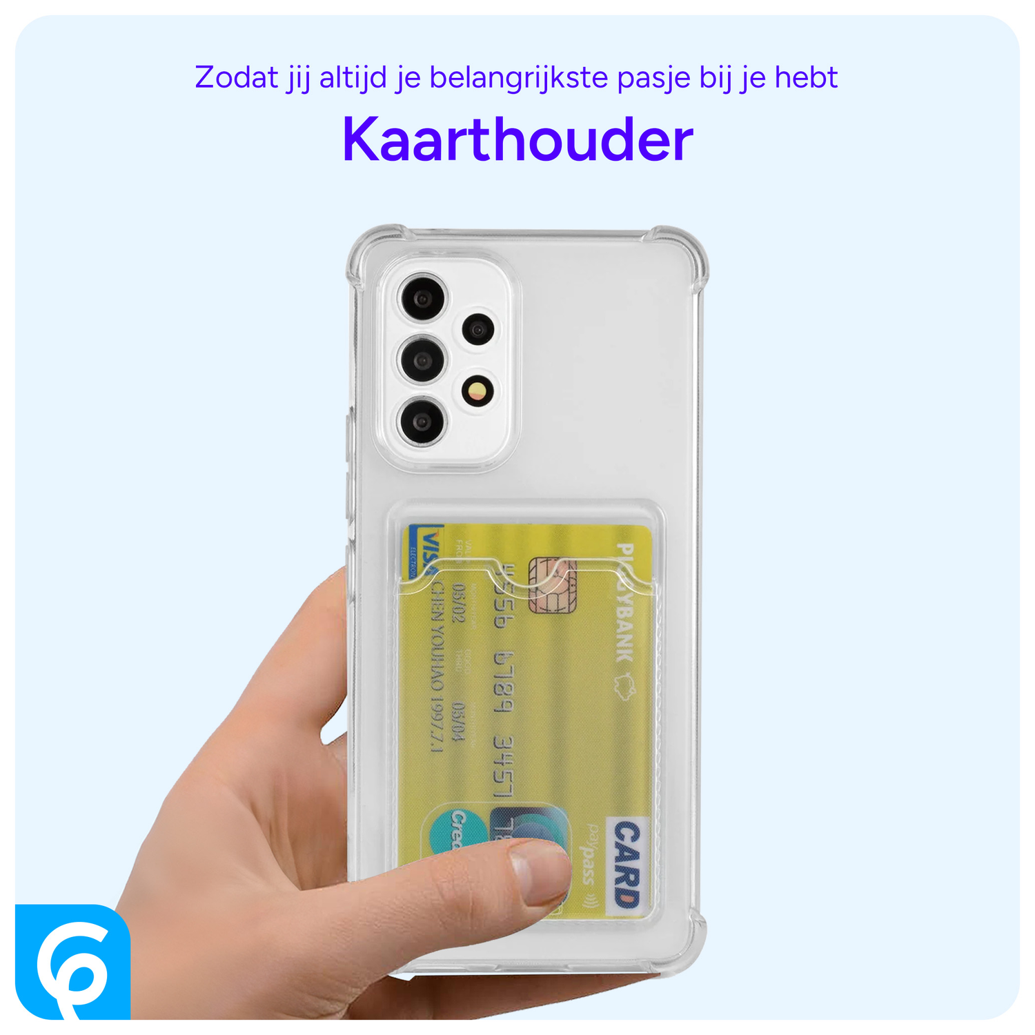 Samsung Galaxy A53 Hoesje Dun TPU met Pasjeshouder Transparant afbeelding 4