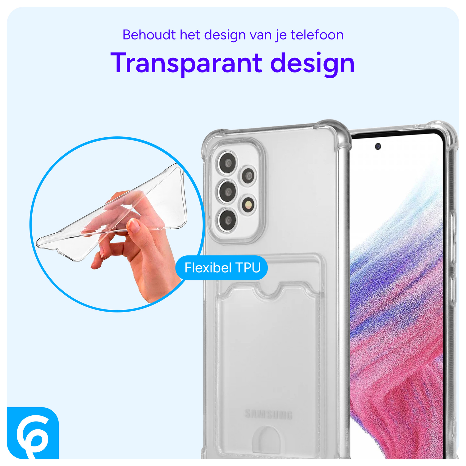 Samsung Galaxy A53 Hoesje Dun TPU met Pasjeshouder Transparant afbeelding 5