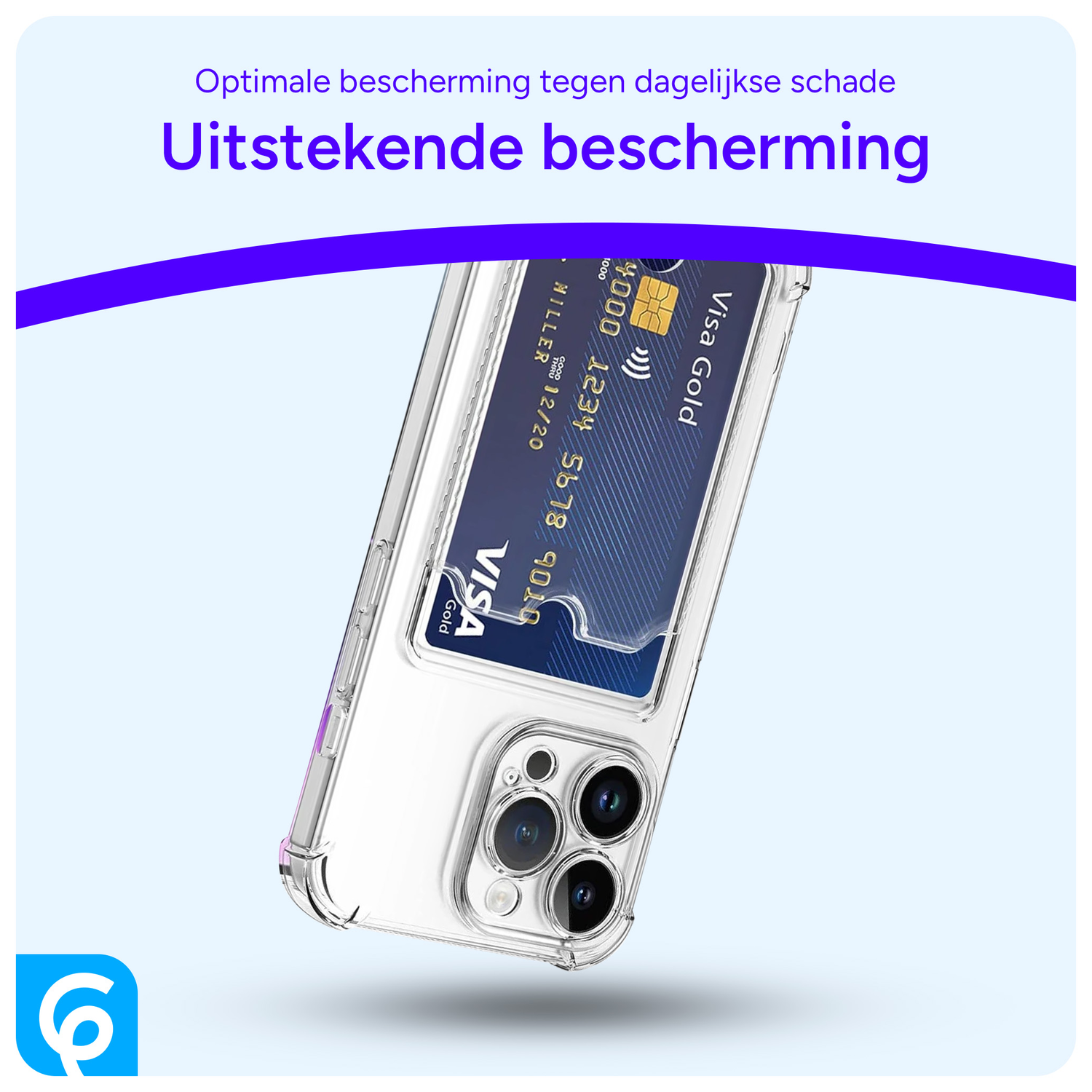 Apple iPhone 15 Pro Hoesje Dun TPU met Pasjeshouder Transparant afbeelding 2