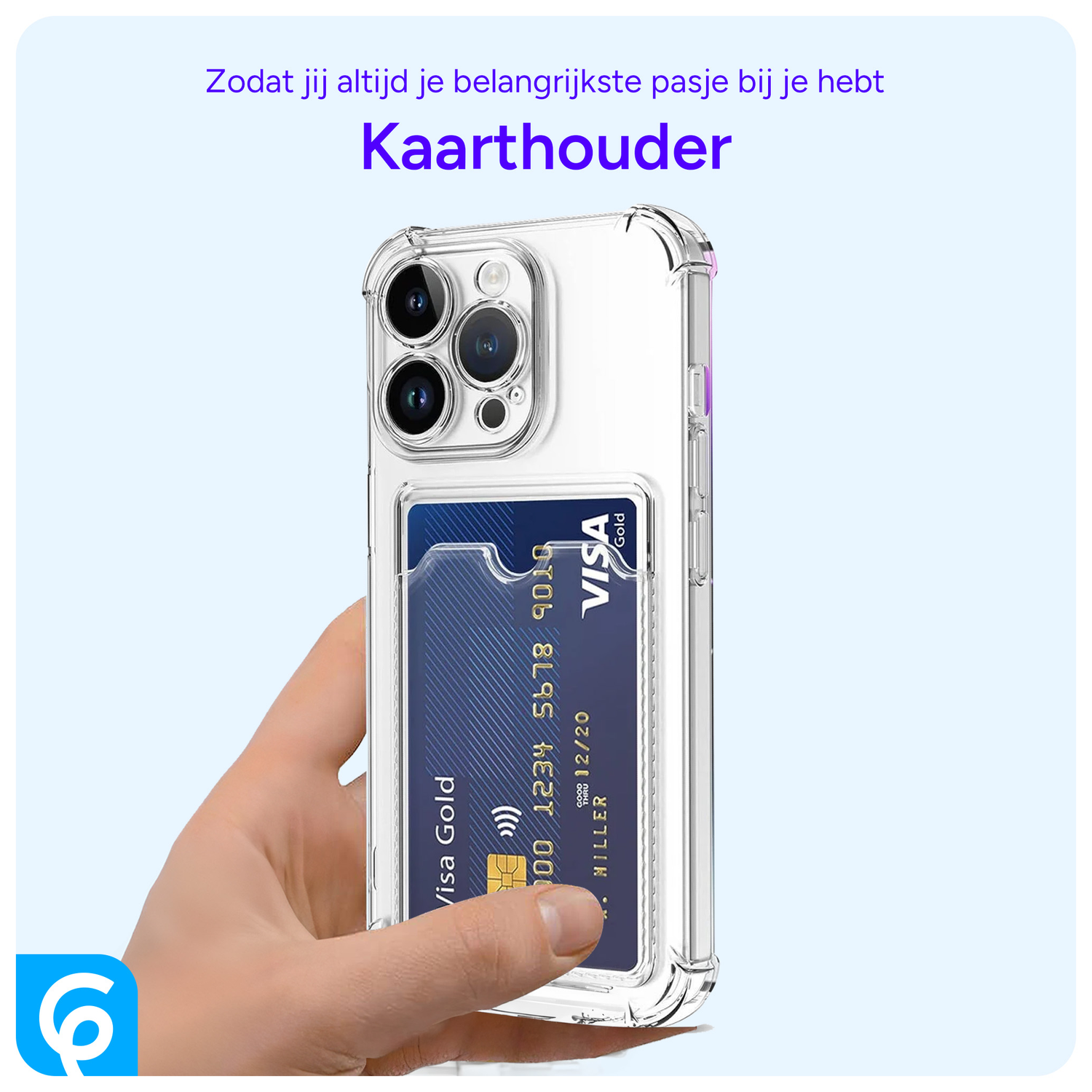 Apple iPhone 15 Pro Hoesje Dun TPU met Pasjeshouder Transparant afbeelding 5