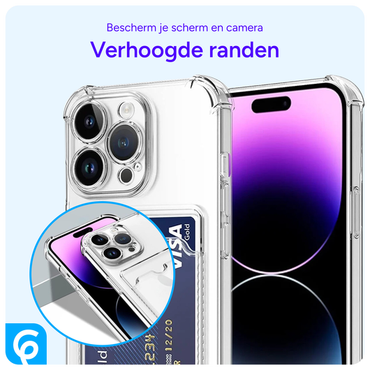 Apple iPhone 15 Pro Hoesje Dun TPU met Pasjeshouder Transparant afbeelding 4
