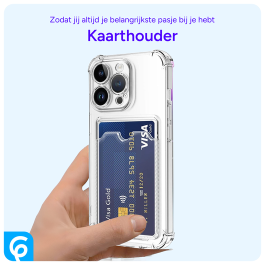 Apple iPhone 15 Pro Hoesje Dun TPU met Pasjeshouder Transparant afbeelding 5