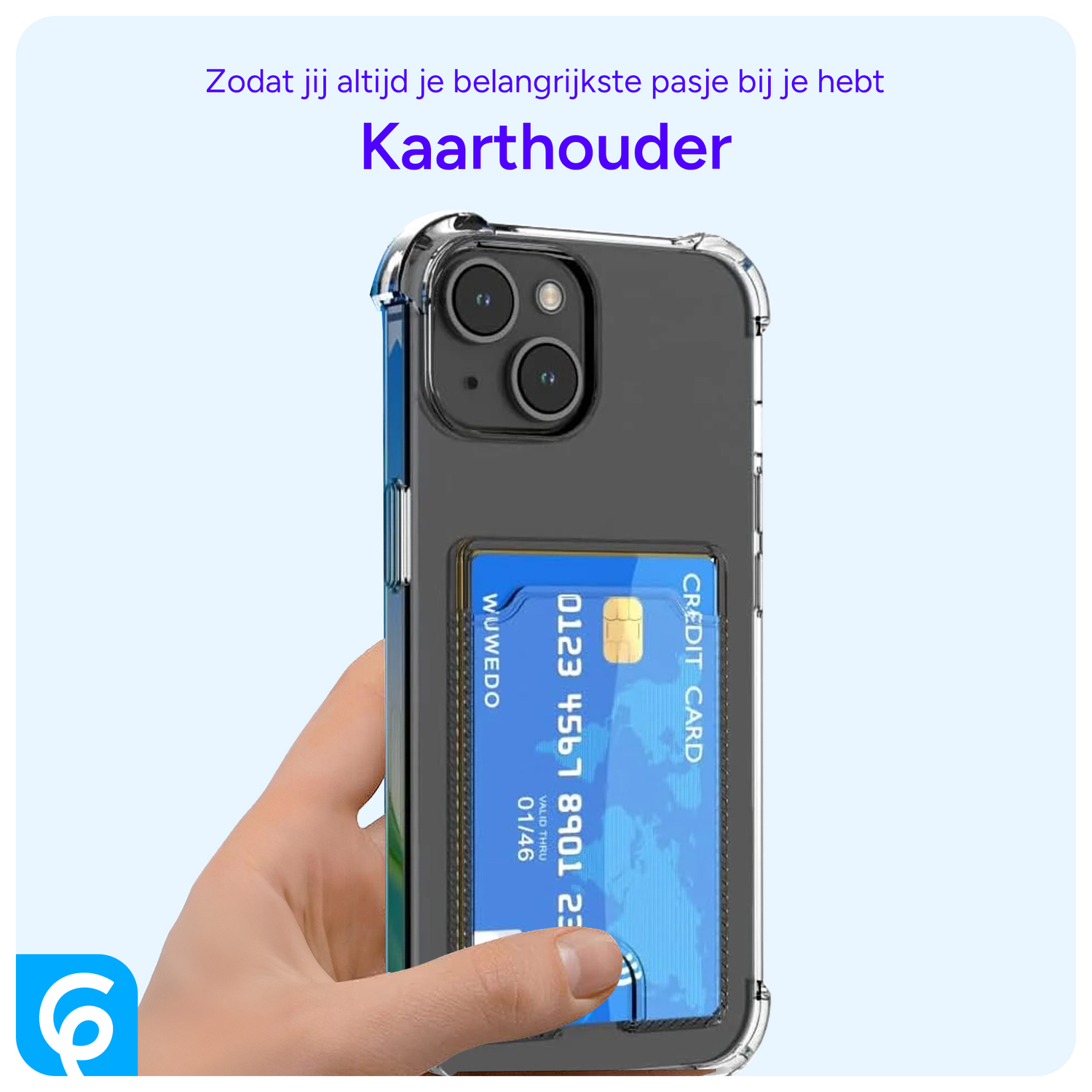 Apple iPhone 15 Hoesje Dun TPU met Pasjeshouder Back Cover Transparant afbeelding 4