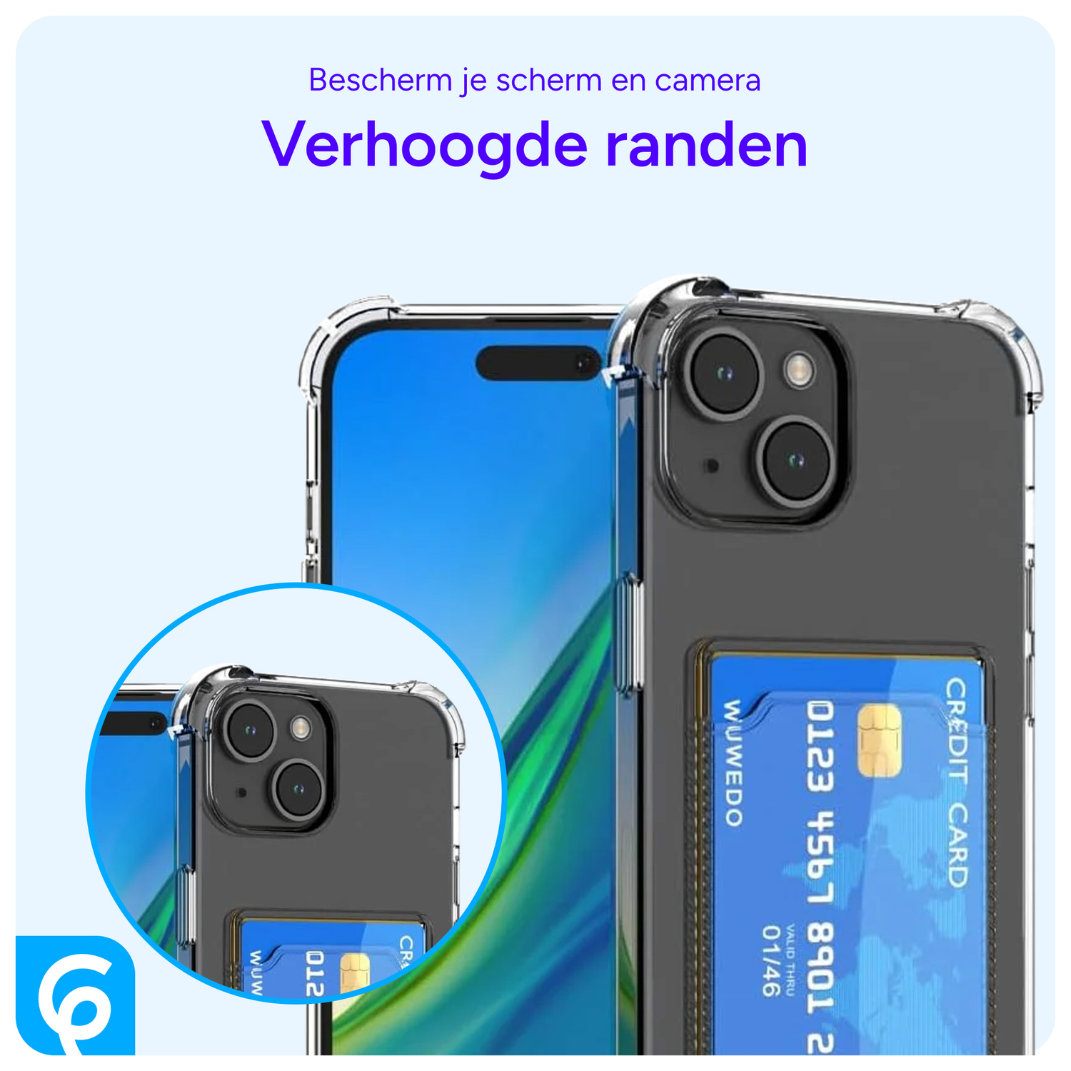 Apple iPhone 15 Hoesje Dun TPU met Pasjeshouder Back Cover Transparant afbeelding 5