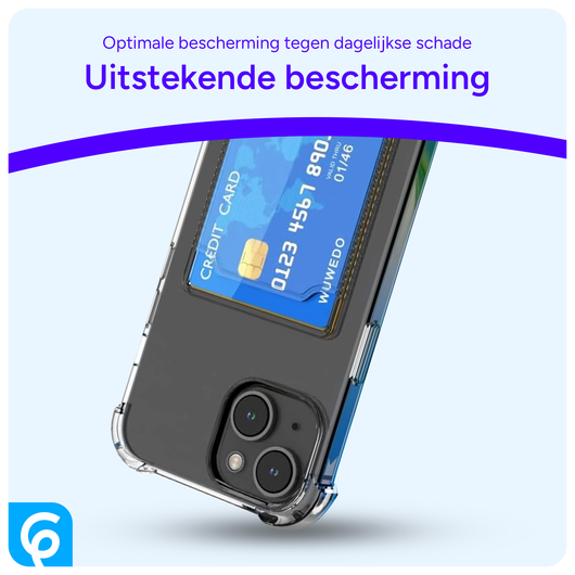 Apple iPhone 15 Hoesje Dun TPU met Pasjeshouder Back Cover Transparant afbeelding 2
