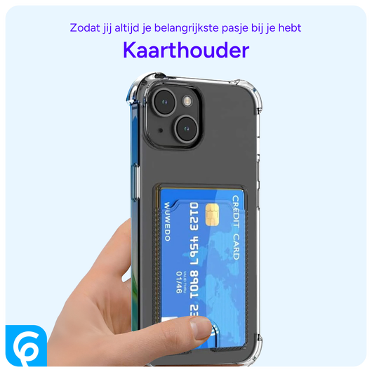 Apple iPhone 15 Hoesje Dun TPU met Pasjeshouder Back Cover Transparant afbeelding 4