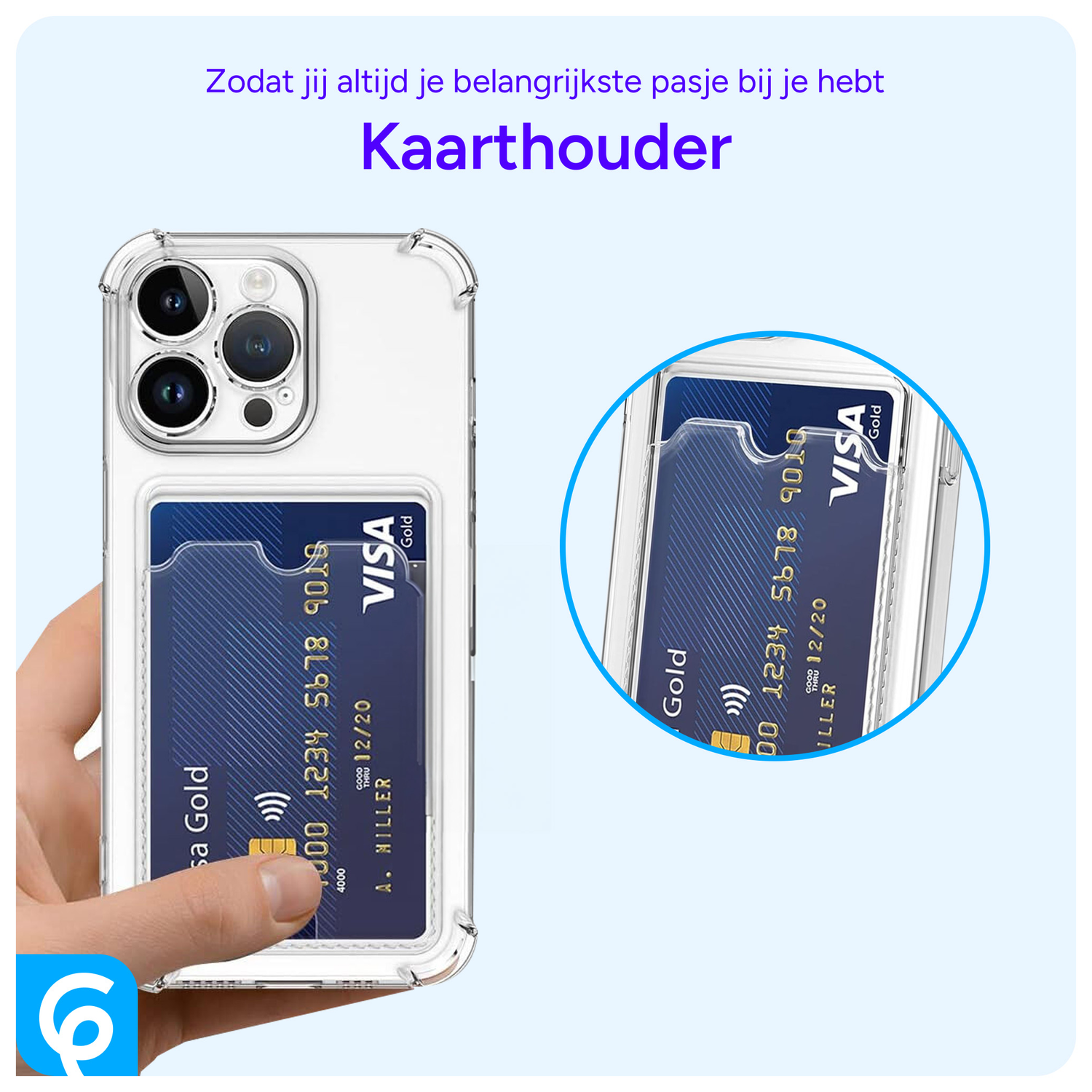Apple iPhone 14 Pro Hoesje Dun TPU met Pasjeshouder Transparant afbeelding 5