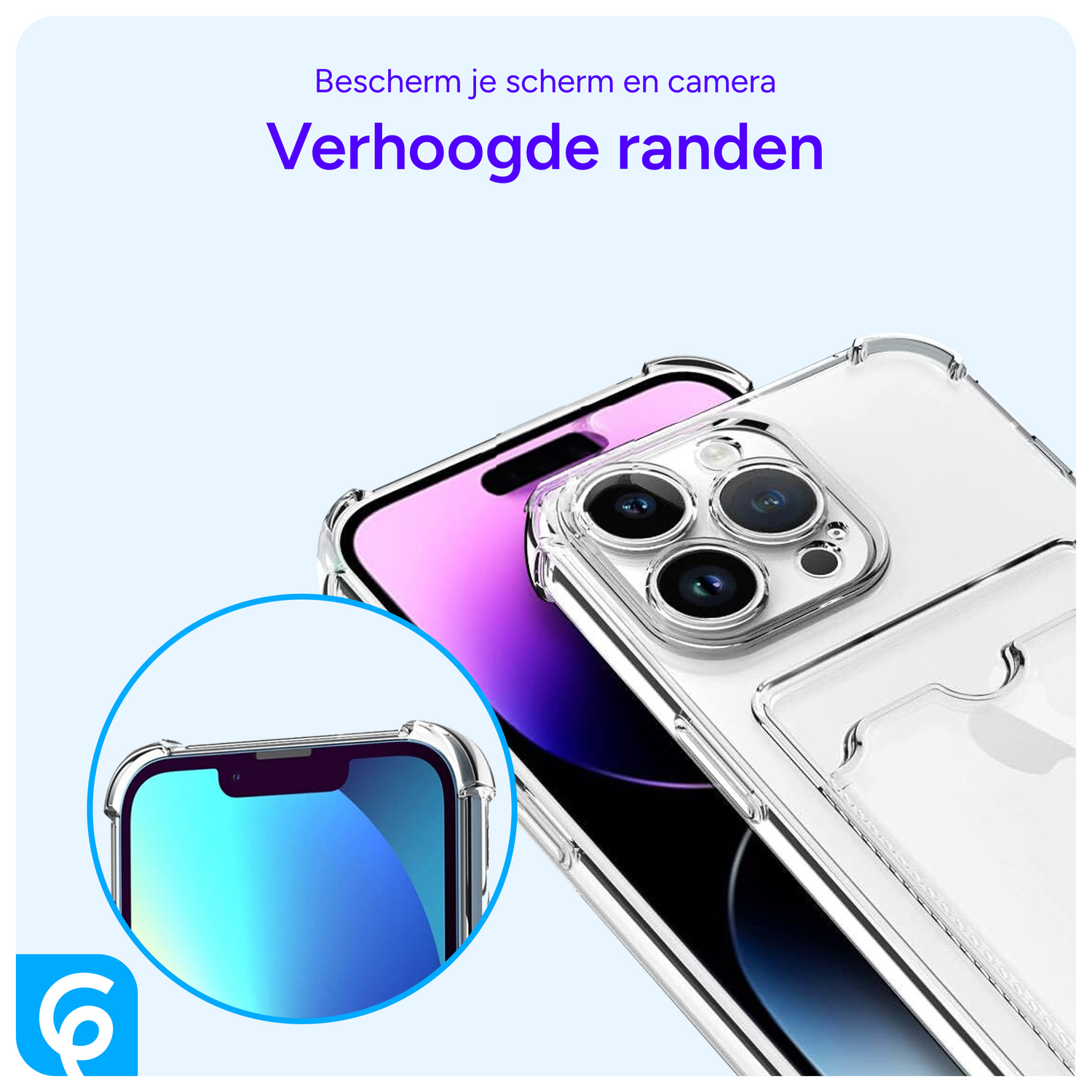 Apple iPhone 14 Pro Hoesje Dun TPU met Pasjeshouder Transparant afbeelding 3