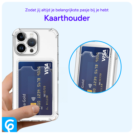 Apple iPhone 14 Pro Hoesje Dun TPU met Pasjeshouder Transparant afbeelding 5