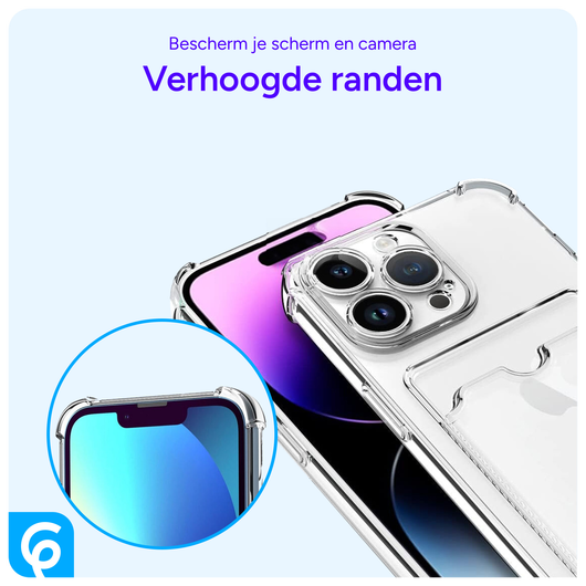 Apple iPhone 14 Pro Hoesje Dun TPU met Pasjeshouder Transparant afbeelding 3