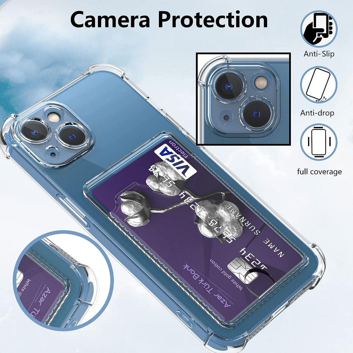 Apple iPhone 13 Mini Hoesje Dun TPU met Pasjeshouder Transparant afbeelding 7