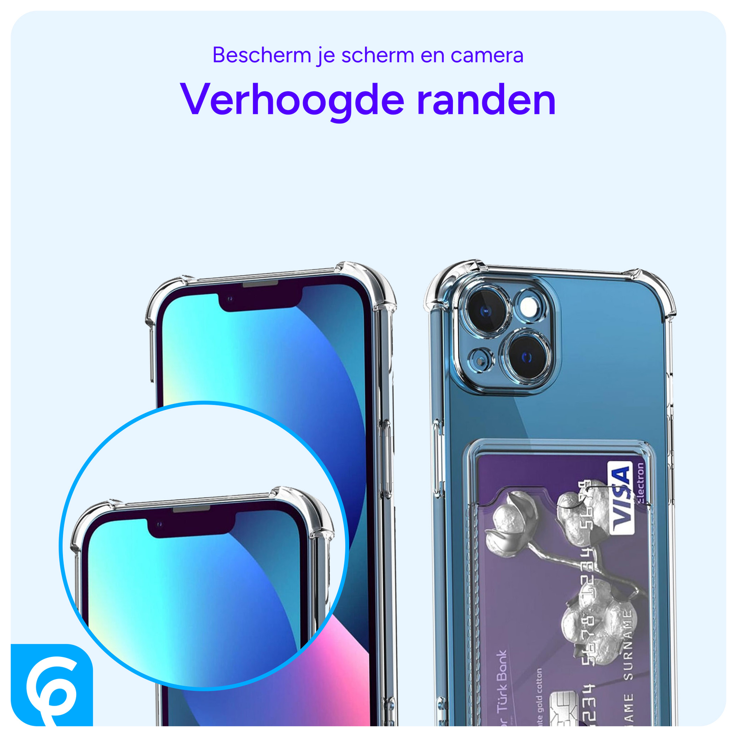 Apple iPhone 13 Mini Hoesje Dun TPU met Pasjeshouder Transparant afbeelding 3