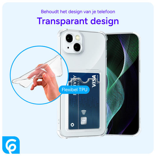 Apple iPhone 13 Mini Hoesje Dun TPU met Pasjeshouder Transparant afbeelding 2
