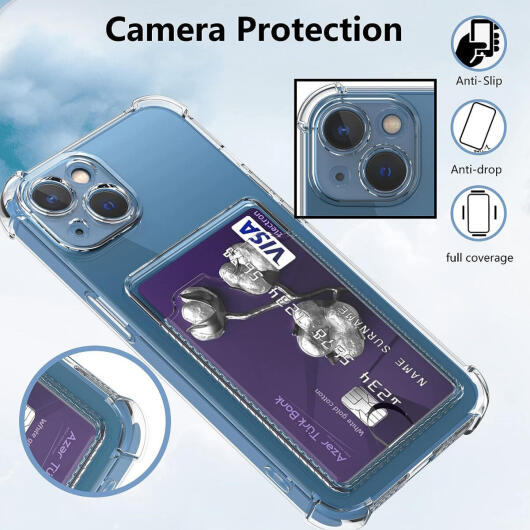 Apple iPhone 13 Mini Hoesje Dun TPU met Pasjeshouder Transparant afbeelding 7