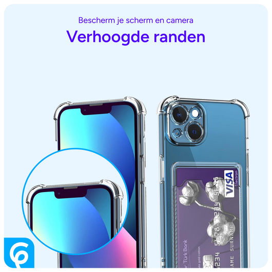 Apple iPhone 13 Mini Hoesje Dun TPU met Pasjeshouder Transparant afbeelding 3