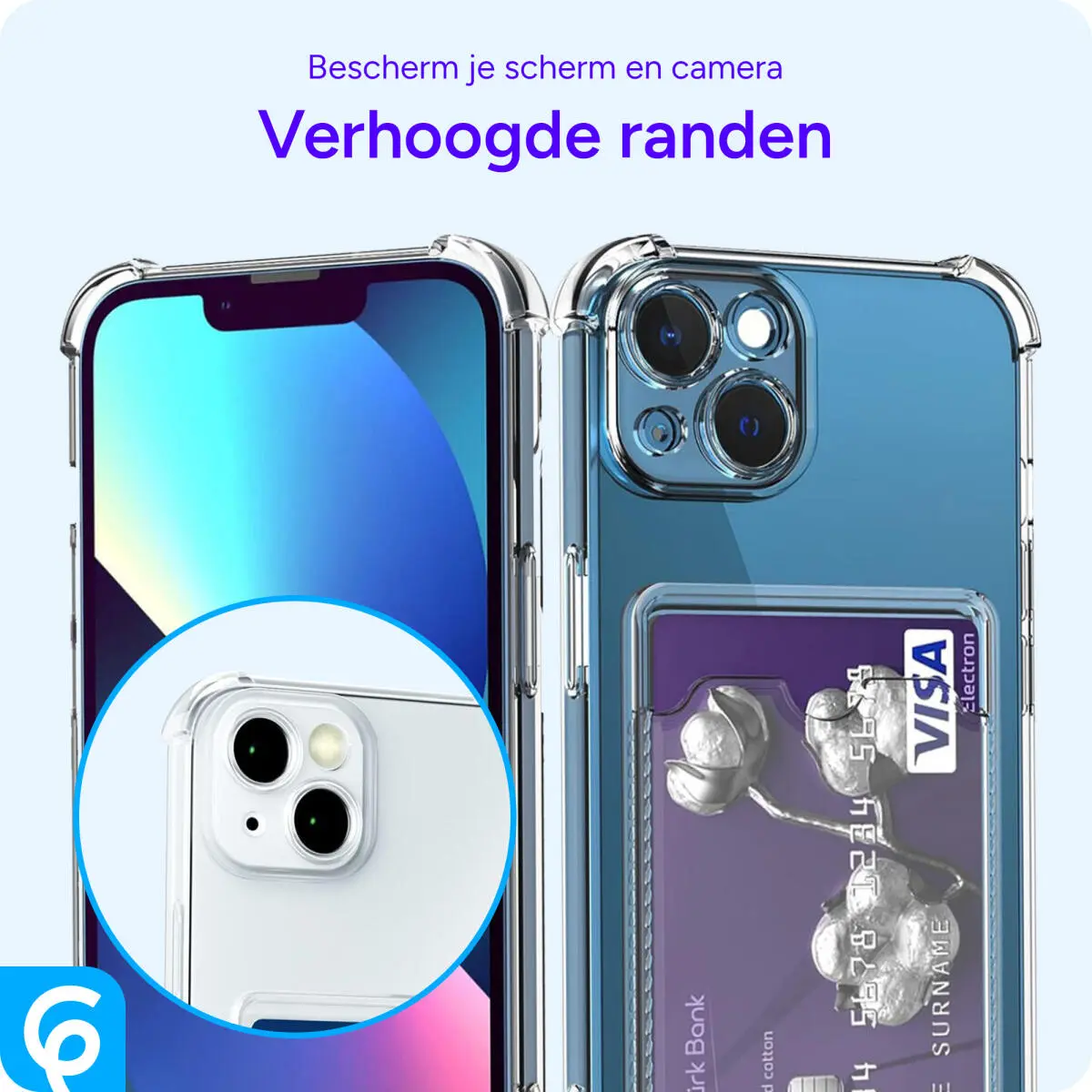 Apple iPhone 13 Hoesje Dun TPU met Pasjeshouder Back Cover Transparant afbeelding 2