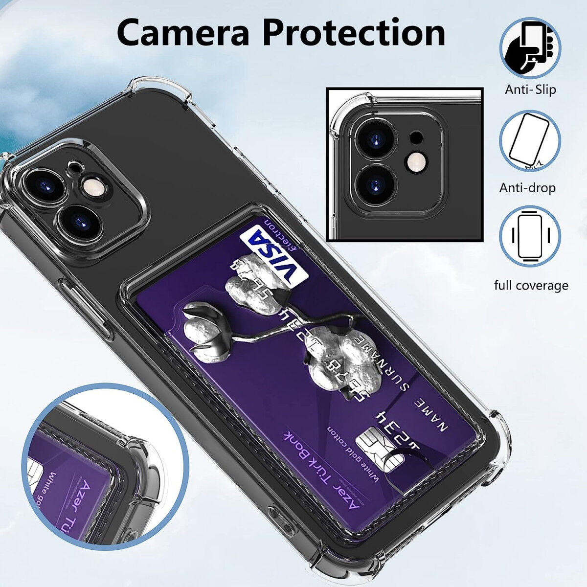 Apple iPhone 12 Mini Hoesje Dun TPU met Pasjeshouder Transparant afbeelding 5