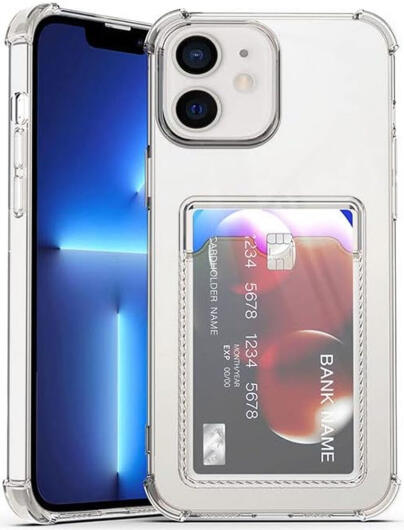 Apple iPhone 12 Mini Hoesje Dun TPU met Pasjeshouder Transparant afbeelding 1