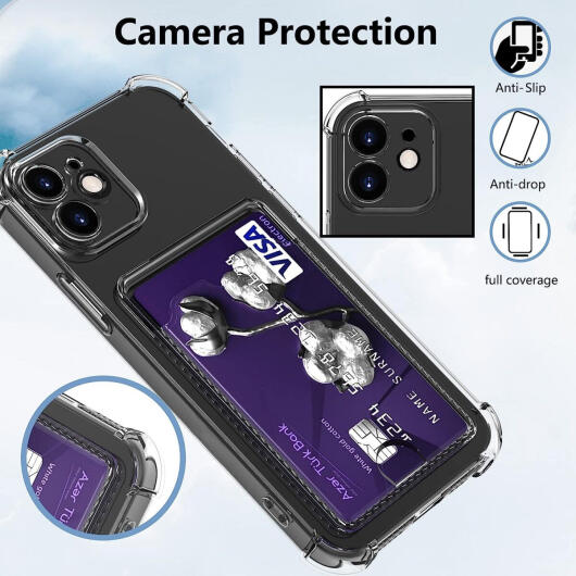 Apple iPhone 12 Mini Hoesje Dun TPU met Pasjeshouder Transparant afbeelding 5