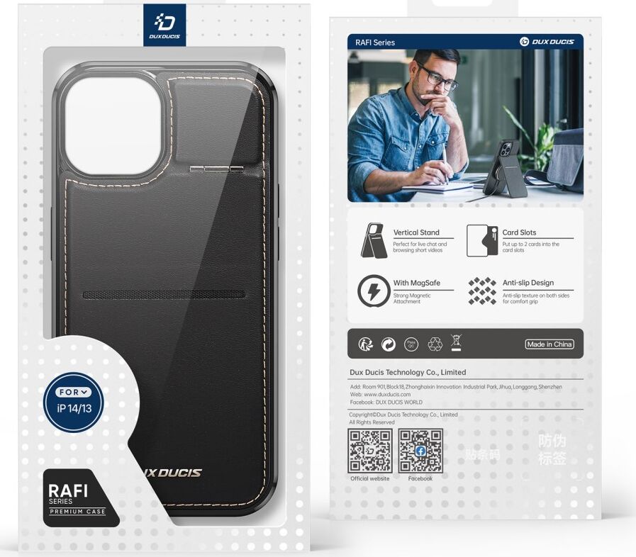 Dux Ducis Rafi iPhone 14 / 13 Hoesje MagSafe Pasjes Houder RFID Zwart afbeelding 15
