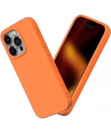 RhinoShield SolidSuit iPhone 15 Pro Hoesje Back Cover Neon Orange Hoesjes